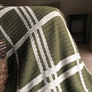 CROCHET PATTERN // Rustic Tartan LITE Throw Blanket Simple Plaid Graphgan