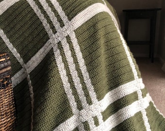 CROCHET PATTERN // Rustic Tartan LITE Throw Blanket Simple Plaid Graphgan