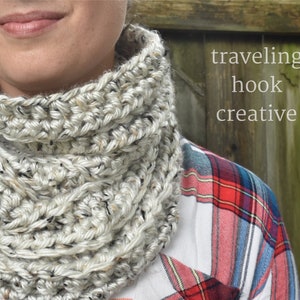 CROCHET PATTERN // Chunky Ridge Cowl Super Bulky Classic Ribbed Crochet Scarf for Adults and Teens, Men and Women image 1