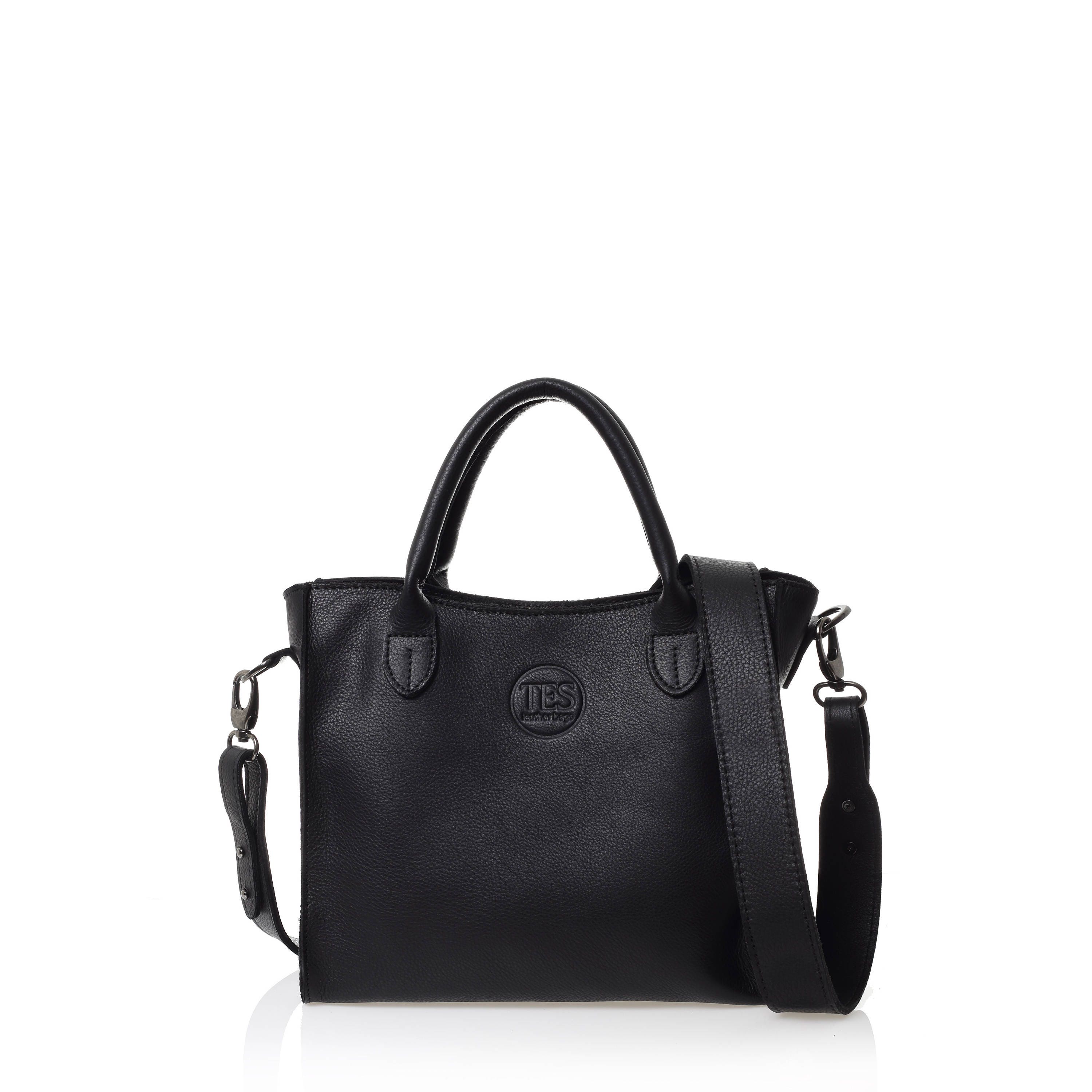 Black Leather top handle bag Black leather handbag Etsy