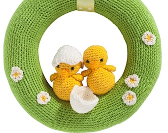 Wreath with little chicks PDF crochet pattern