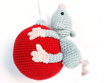 Christmas ball with mouse PDF crochet pattern