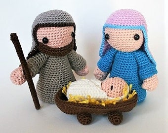 Joseph, Mary and Jesus PDF crochet pattern