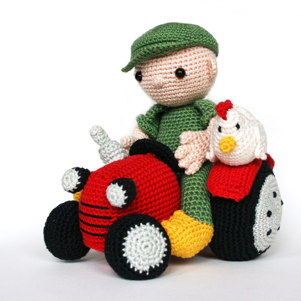 Farmer and tractor PDF crochet pattern