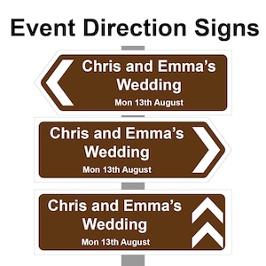 Large Personalised Wedding Direction Sign, Road Sign names, event & date Corrugated Plastics