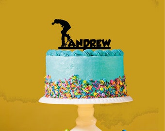 Personalised Skateboarder Acrylic Cake topper.