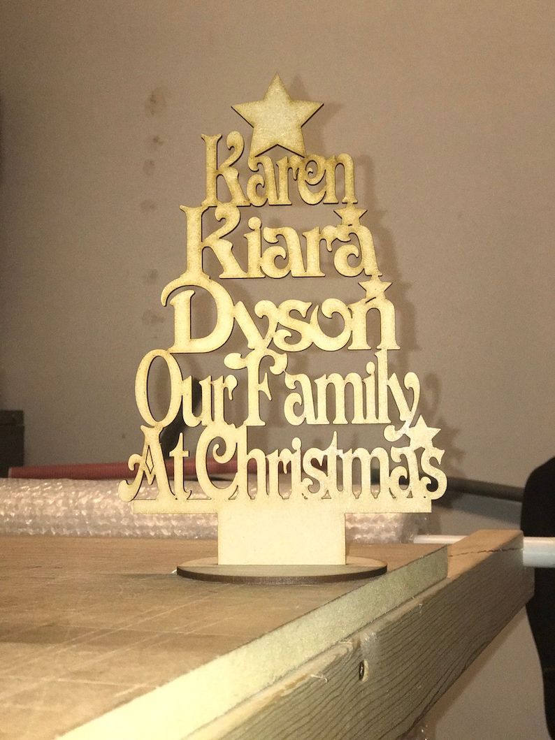 Personalised wooden family name Christmas tree. Family tree Etsy