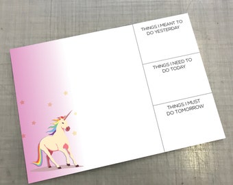 Cute Colourful Unicorn Large Desk Pad, Perfect for office note taking A3 size.