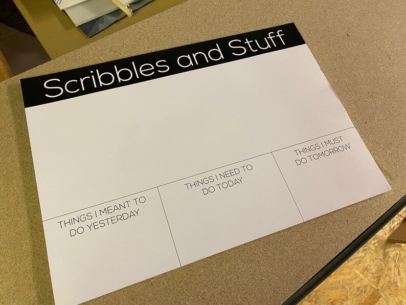 Large Desk Pad A3 Size Notepad Scribbles and Stuff Quote Etsy