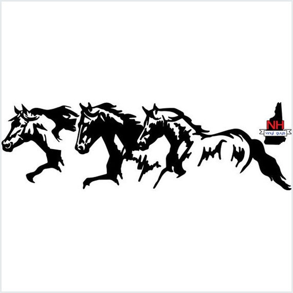 Items similar to Horse Trailer Decal 3 Horses Running Horse Lovers