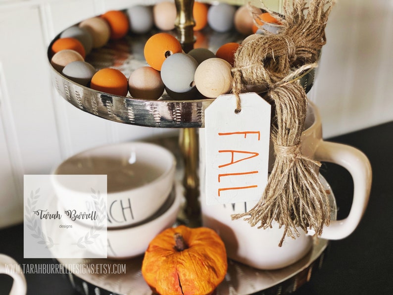 Fall Bead Garland Tiered Tray Decor Fall Decor image 1