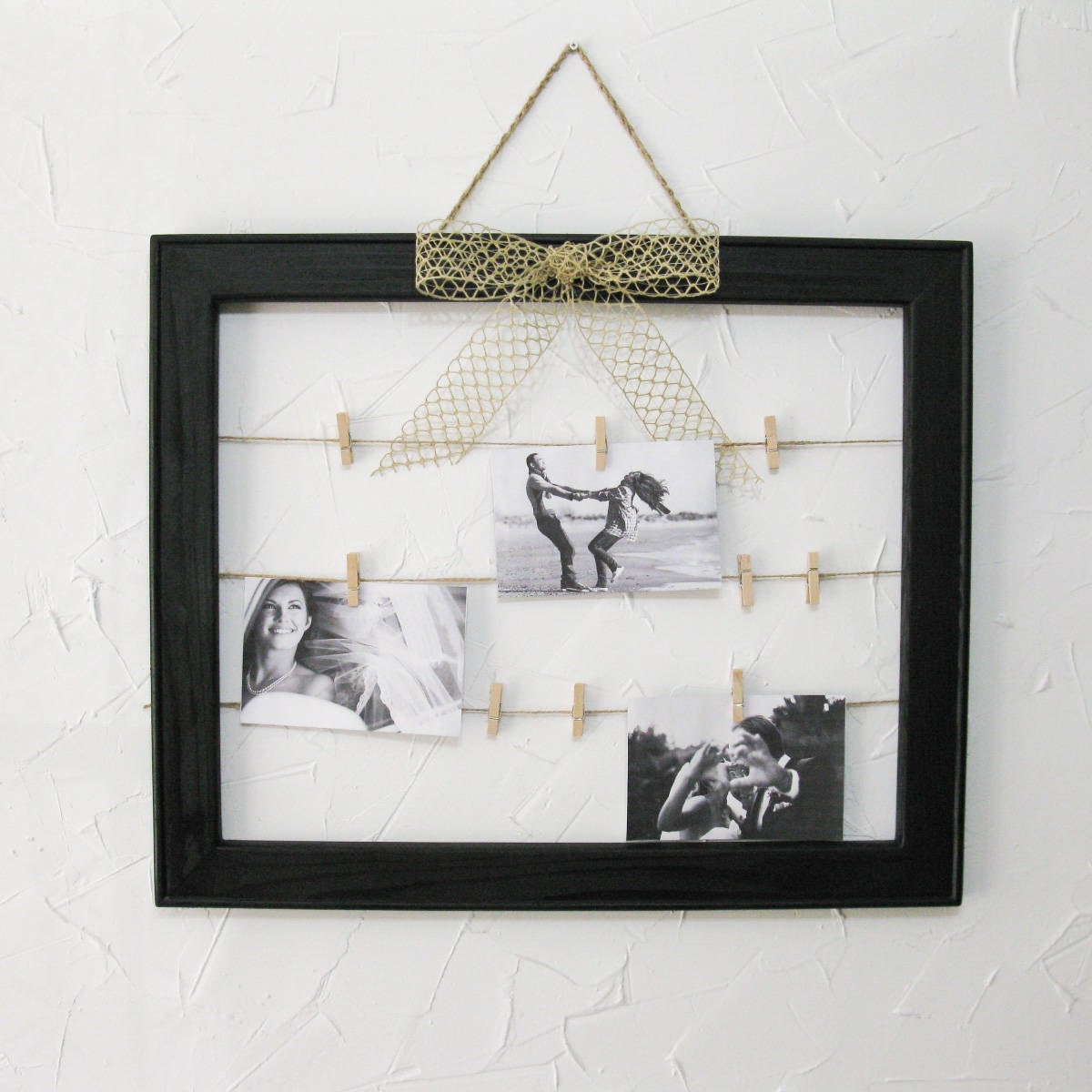 Wood rustic photo clothespin frame memo board picture Etsy