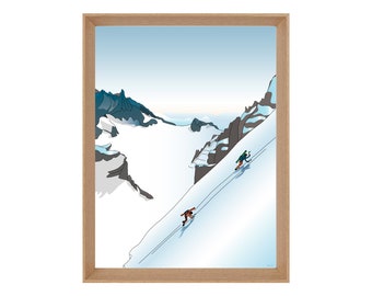 Illustrated mountain poster aki mountaineering: BETWEEN US and HEAVEN