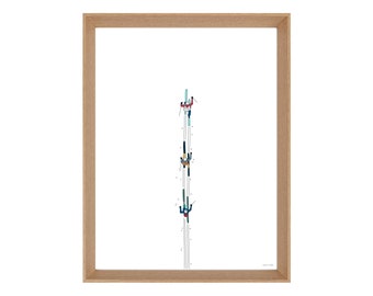 Illustrated mountain ski touring poster: PARTNERS IN CRIME