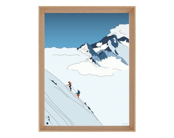 Illustrated mountaineering mountain poster: GIANTS