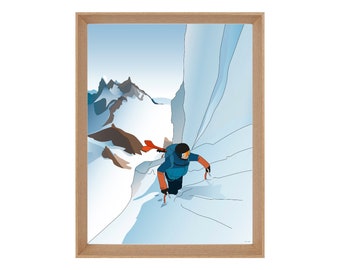 Illustrated mountain poster Dent du giant Grandes Jorasses: OFF THE WALL