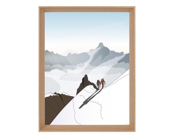 Illustrated poster of roped mountaineering: Something about trust