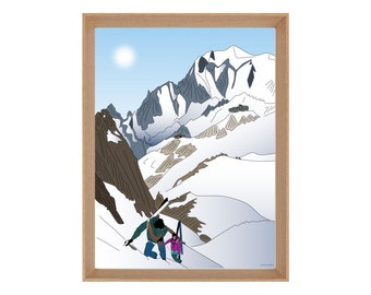 Illustrated mountaineering poster: BONDS FOR LIFE