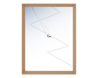 Illustrated mountain ski touring poster: ZIG ZAG