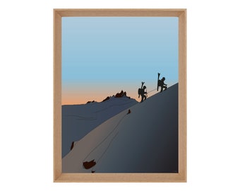 Illustrated mountain hiking poster: Duo des cimes