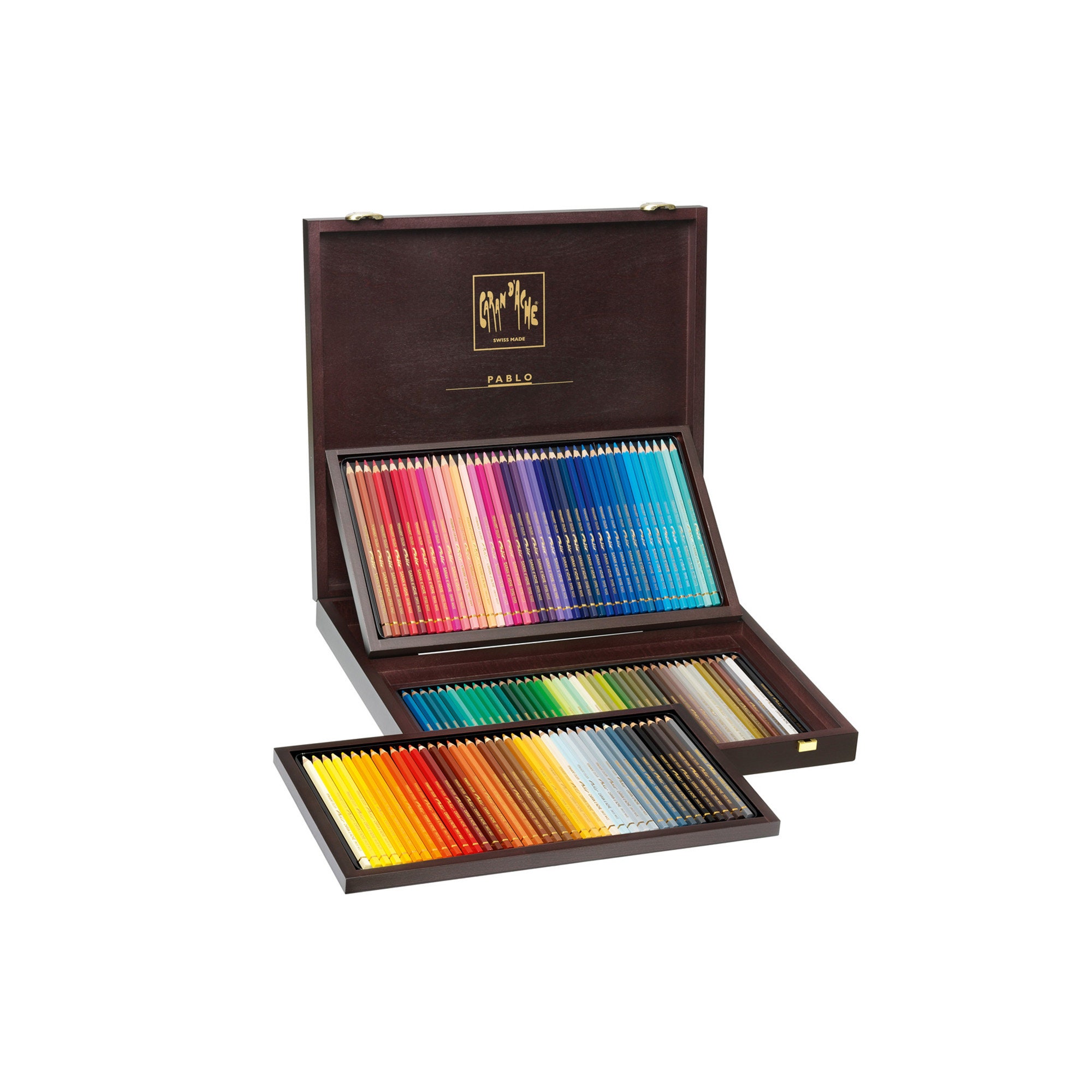 Caran DAche Pablo Crayons de couleur Boîte en bois 120 Comte Etsy