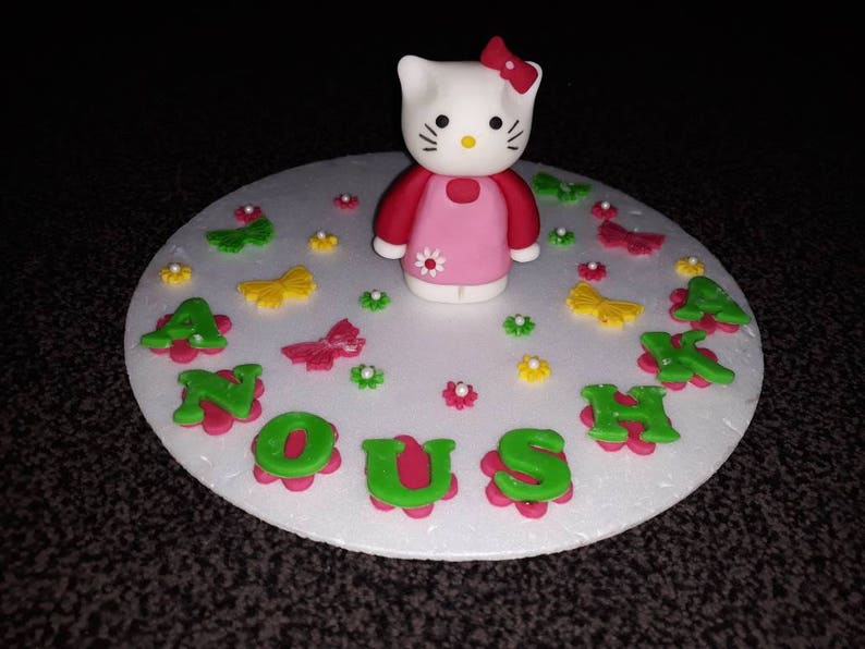 Edible Handmade Hello Kitty Birthday Cake Topper Personalised Etsy