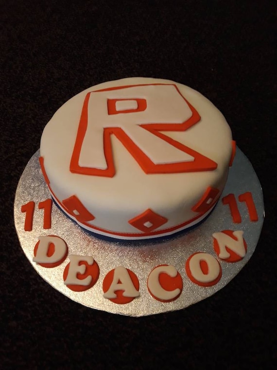 Decoracion De Torta Comestible Hecha A Mano Roblox Etsy - torta de roblox para mujer