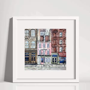 New York Streets NYC Art New York Watercolor Print Streetscape Tiny’s Tribeca Lower Manhattan Cityscape Apartment Decor Office Decor