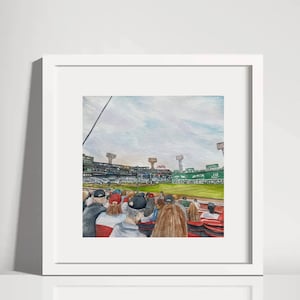Watercolor Print Boston Fenway Park  Boston Red Sox Trail 8 x 8
