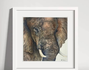 象のオリジナル水彩画 - 9x12 | 動物、アート - Etsy 日本