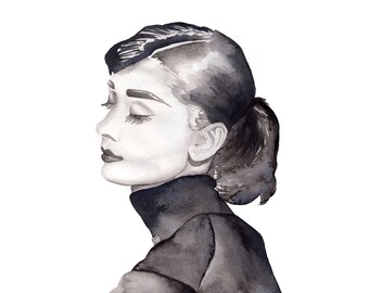 Bild Audrey Hepburn schwarz weiß abstrakte Collage Leinwand