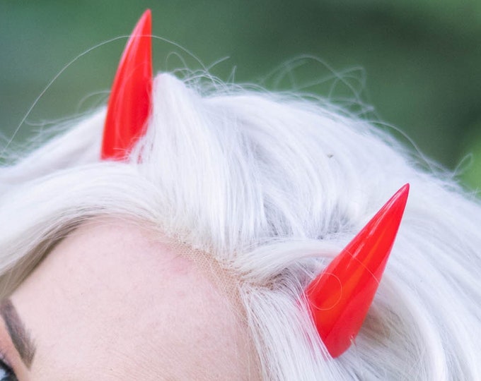 Red Resin Cast Chibi Horns - Oni / Demon / Devil / Dragon / Monster Horns for Costumes, Cosplay, Halloween, Ren Faire