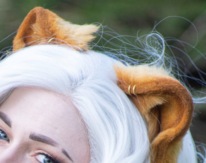 Realistic Round Animal Ears - Faux Fur Lion, Tiger, Bear, Big Cat Ears for Costume, Cosplay, Kemonomimi - Warm Blonde