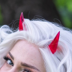 Transparent Red Resin Cast Chibi Horns - Oni / Demon / Devil / Dragon / Monster Horns for Costumes, Cosplay, Halloween, Ren Faire