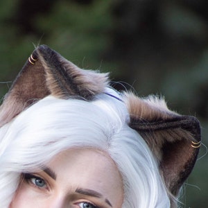 Realistic Brown Cat Ears - Faux Fur Animal Ears, Cat Ears, Kitten Ears, Wolf Ears, Fox Ears for Costume, Cosplay, Nekomimi, Kemonomimi