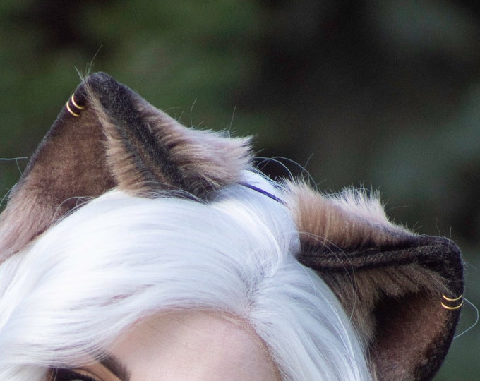Realistic Brown Cat Ears - Faux Fur Animal Ears, Cat Ears, Kitten Ears, Wolf Ears, Fox Ears for Costume, Cosplay, Nekomimi, Kemonomimi