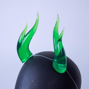 Halloween 3D Resin Printed Succubus Horns - Horns for Demons, Monsters, Dragons, Fauns - Lime Green