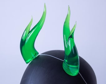 Halloween 3D Resin Printed Succubus Horns - Horns for Demons, Monsters, Dragons, Fauns - Lime Green