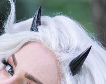 Black Resin Cast Chibi Horns - Oni / Demon / Devil / Dragon / Monster Horns for Costumes, Cosplay, Halloween, Ren Faire