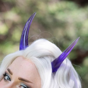 Transparent Purple Resin Cast Oni Horns - Demon / Devil / Dragon / Monster Horns for Costumes, Cosplay, Halloween, Ren Faire