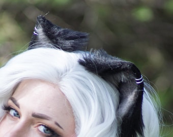 Realistic Black Cat Ears - Faux Fur Animal Ears, Cat Ears, Kitten Ears, Wolf Ears, Fox Ears for Costume, Cosplay, Nekomimi, Kemonomimi