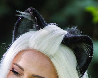 BLACK FOX ears furry kitty cat EAR wolf NECOMIMI COVERS ONLY cosplay anime BLACK FOX ears furry kitty cat EAR wolf NECOMIMI COVERS ONLY cosplay anime