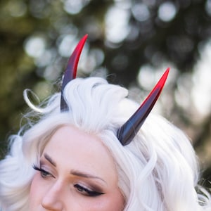 Red Tipped Black Resin Cast Oni Horns - Demon / Devil / Dragon / Monster Horns for Costumes, Cosplay, Halloween, Ren Faire