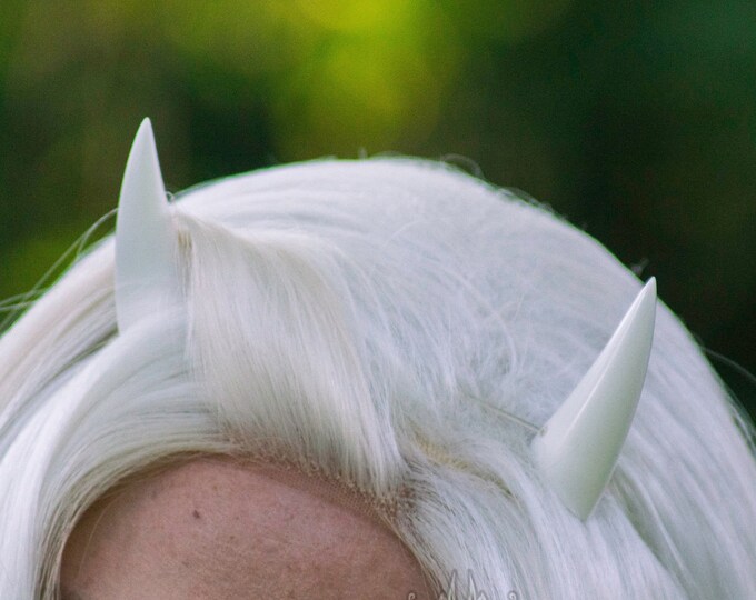White Resin Cast Chibi Horns - Oni / Demon / Devil / Dragon / Monster Horns for Costumes, Cosplay, Halloween, Ren Faire