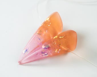 Pink and Orange Iridescent Small Resin Oni Horns - Costume Cosplay Accessory