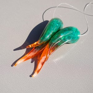 Halloween Succubus Horns - Resin Cast Cosplay and Costume Horns - Orange and Green Holographic