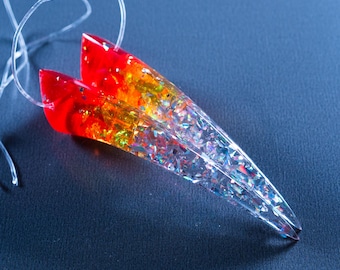 Pride Collection - Orange and Yellow Rainbow Glitter - Resin Oni Horns - Costume Cosplay Accessory