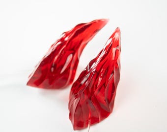 Corna da demone in resina trasparente rossa testurizzata - Accessorio per costume cosplay