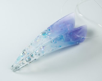 Pastel Purple and Blue Iridescent Iridescent Resin Oni Horns - Costume Cosplay Accessory