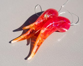 Orange and Red Iridescent Succubus Horns - Resin Cast Cosplay and Costume Accessory